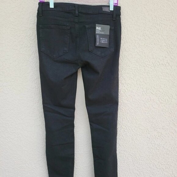 NWT Paige Verdugo Ultra Skinny Dark Out Destructed Black Jeans Size 29 - Picture 4 of 5